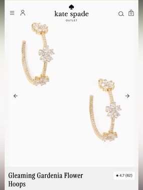 kate spade Gleaming Gardenia Flower Hoop Earrings - NWOT/Never Worn